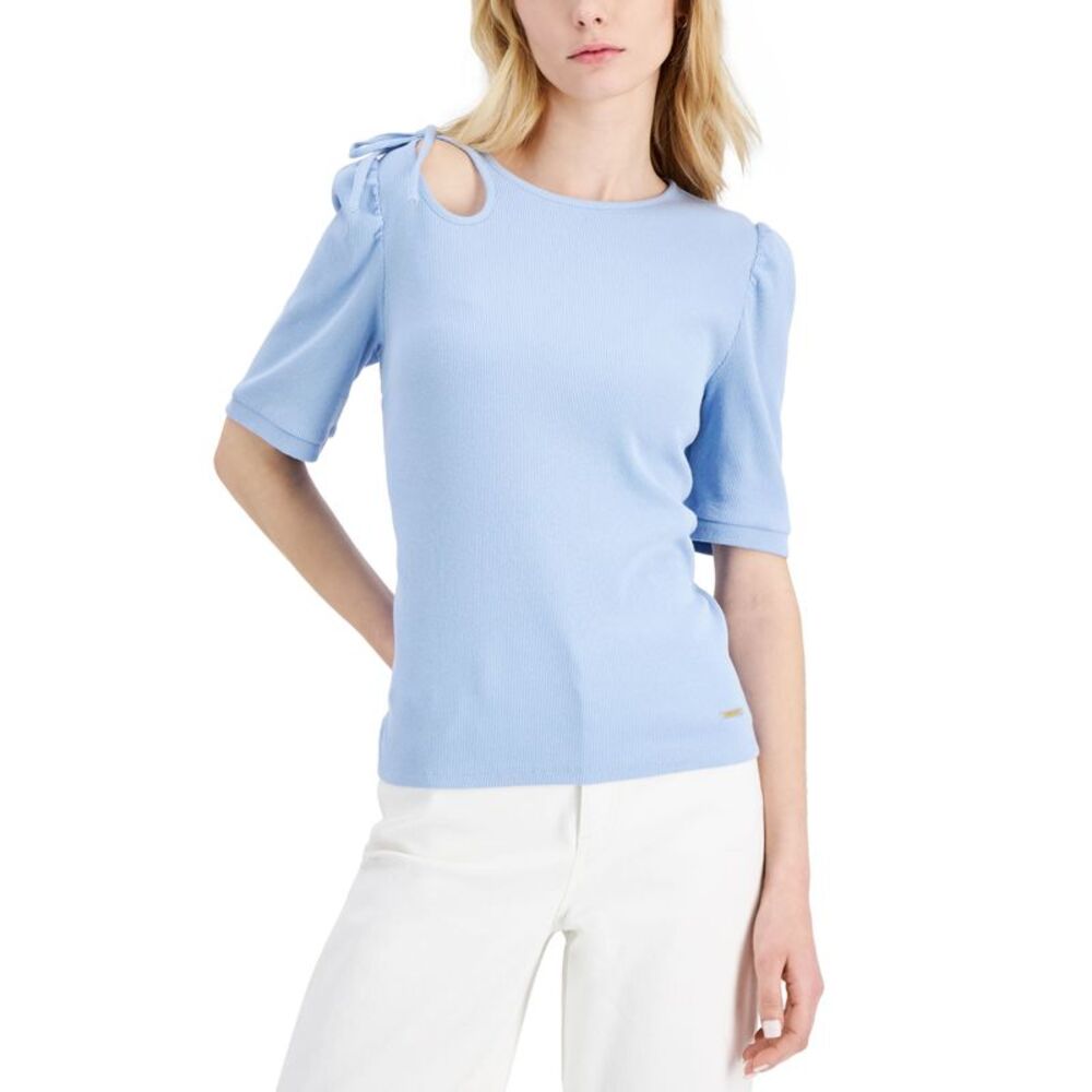 Nine West Elbow-Sleeve Ribbed Top